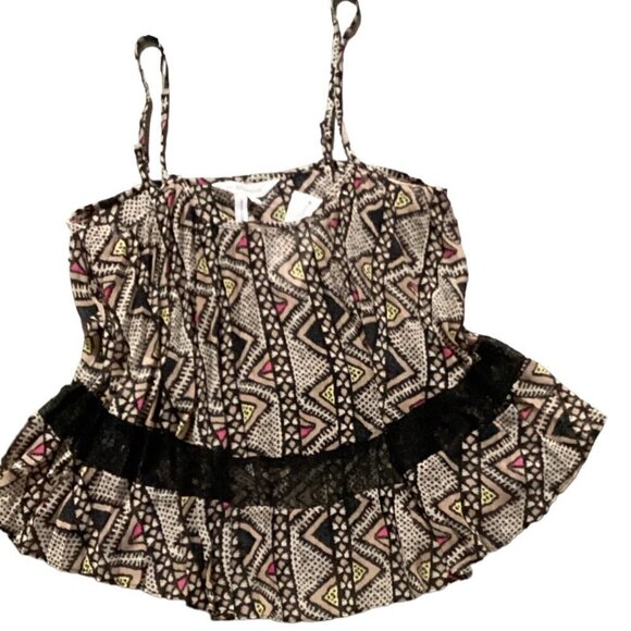 NWT BCBGeneration BOHO Chiffon Lace Tribal Swing Tank Top XS 148C - Picture 2 of 10